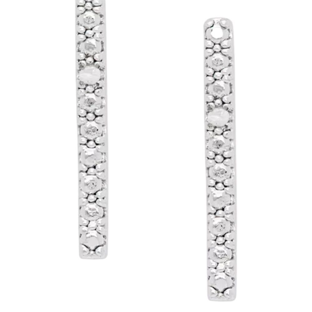 Macy’s Diamond Accent Bar Stud Earrings in fine Silver plate